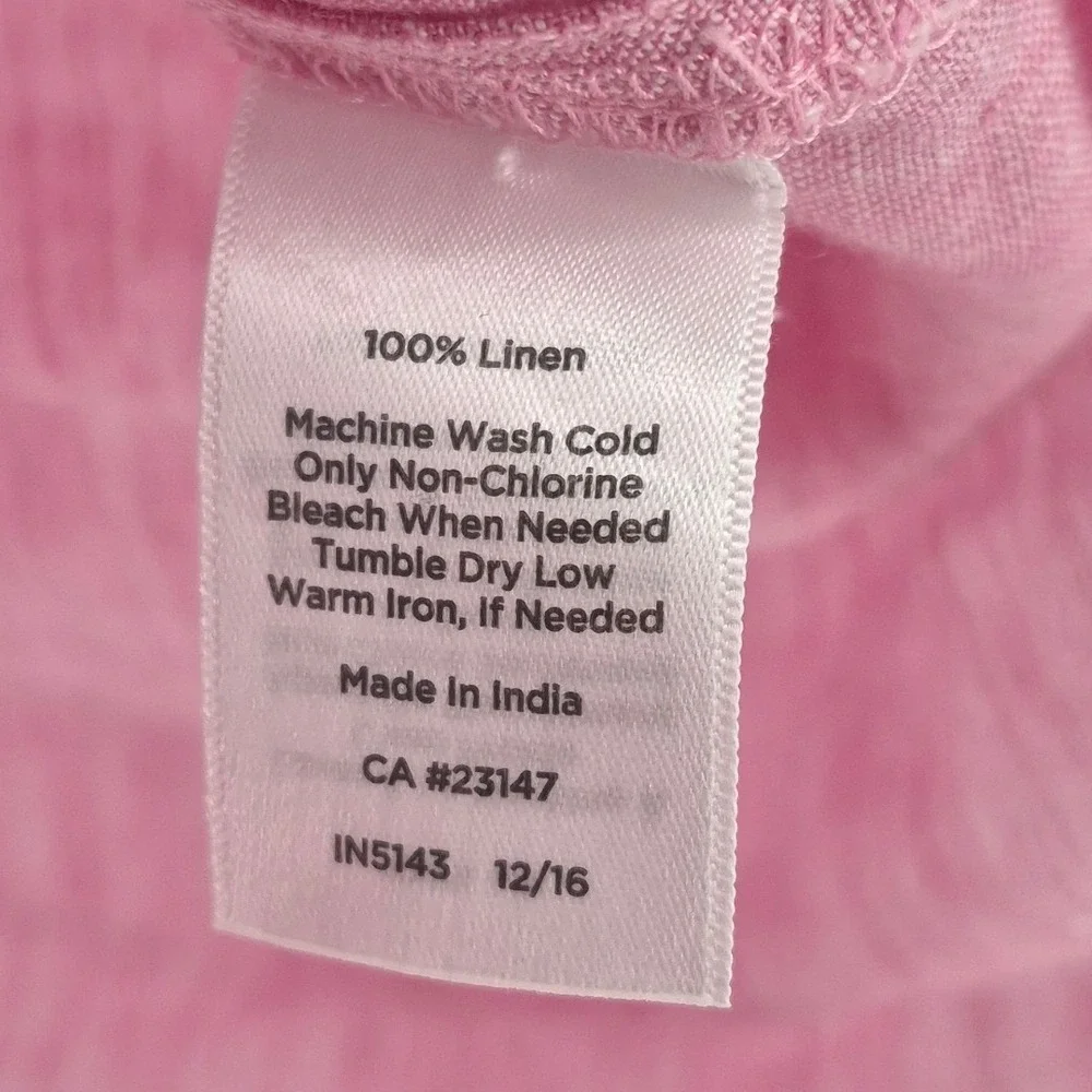 Talbots Pink 100%‎ Linen Sleeveless Button-Front Tie-Hem Top Women's Medium - Picture 6 of 9